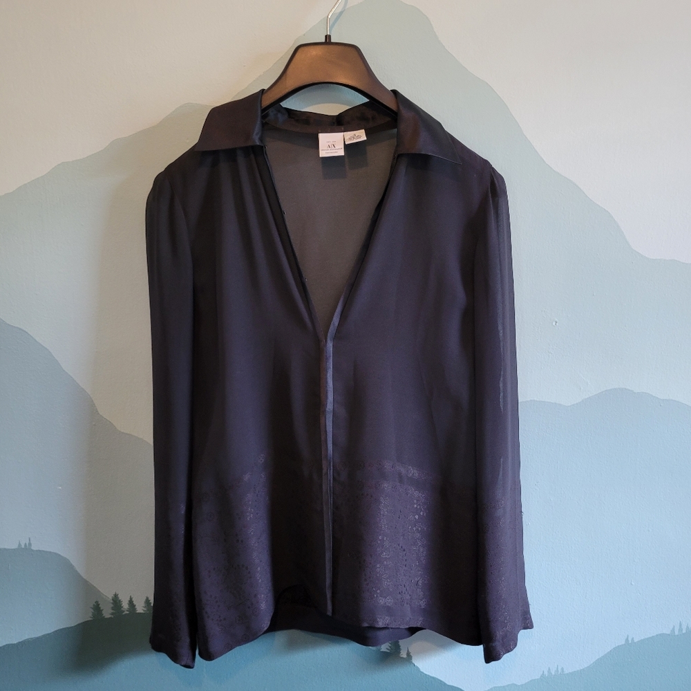 Armani Exchange Sheer Longsleeve Blouse